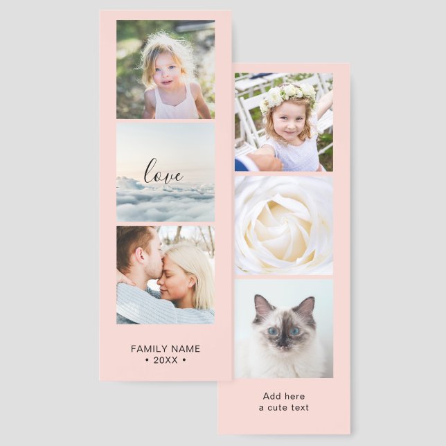 Elegant Collage | Personalized 6 photos and text Bookmarks (Front & Back)