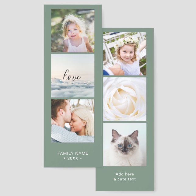 Elegant Collage | Personalized 6 photos and text Bookmarks (Front & Back)