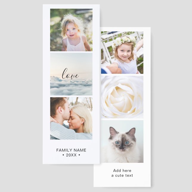 Elegant Collage | Personalized 6 photos and text Bookmarks (Front & Back)