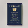 Elegant College Blue Gold Graduation Announcement