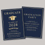 Elegant College Blue Gold Graduation Party Invitation