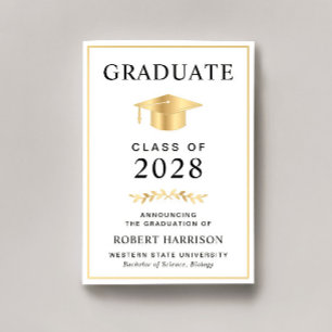 Elegant College Gold Graduation Announcement