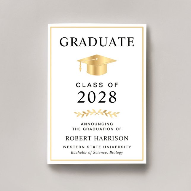 Elegant College Gold Graduation Announcement (An elegant college graduation announcement to celebrate the graduate's achievements)