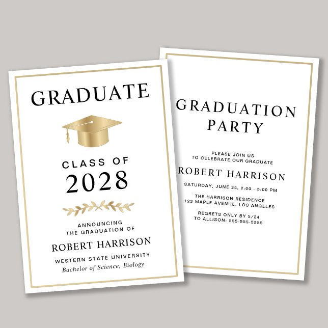 Elegant College Graduation Party Invitation (An elegant college graduation party invitation to celebrate the graduate's achievements)