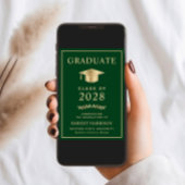 Elegant College Green Gold Graduation Announcement