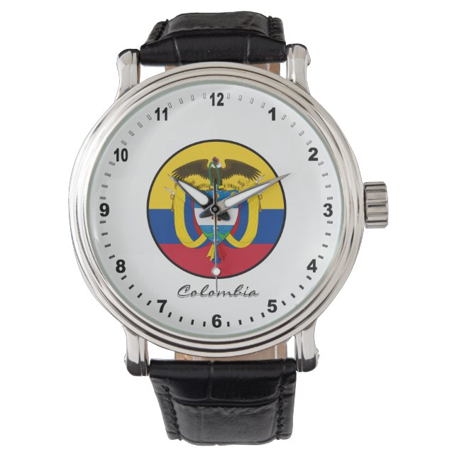 Elegant Colombia Watch & Colombian Flag (Front)