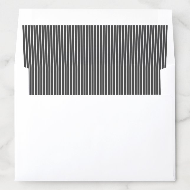 Elegant color editable classy dark gray stripes envelope liner (In Envelope)