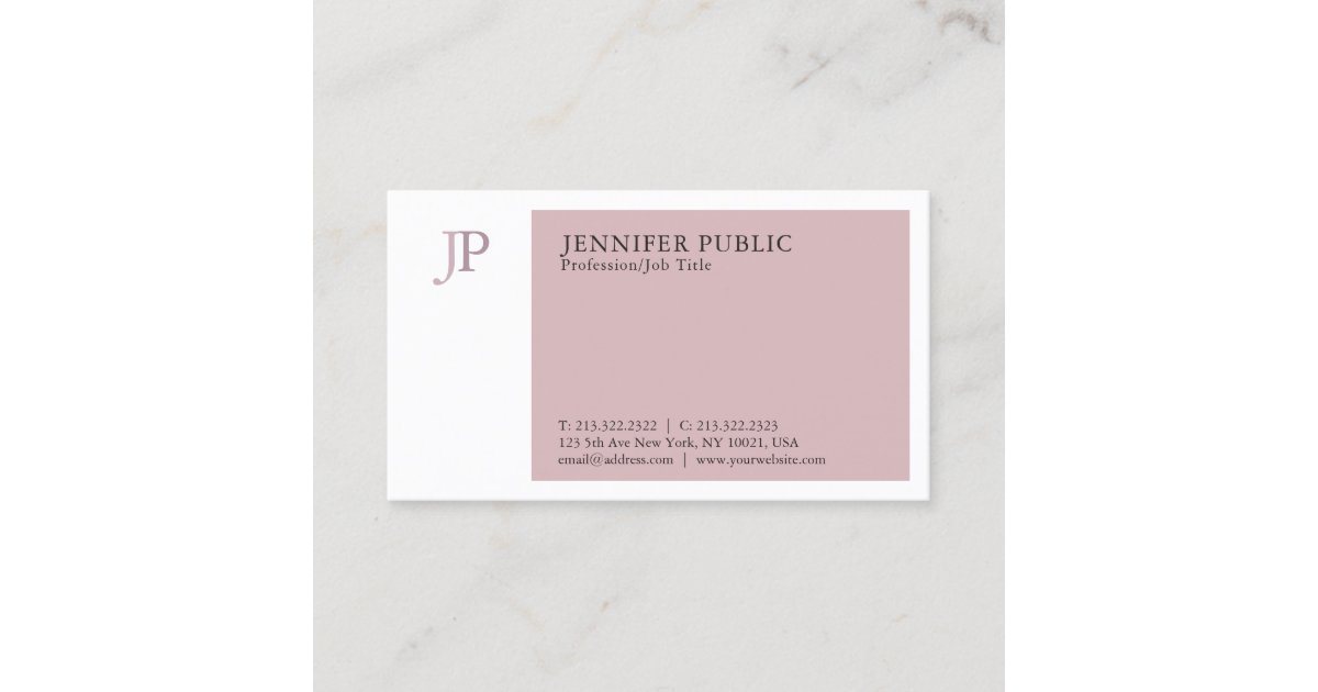 Elegant Color Modern Professional Monogram Plain Business Card | Zazzle