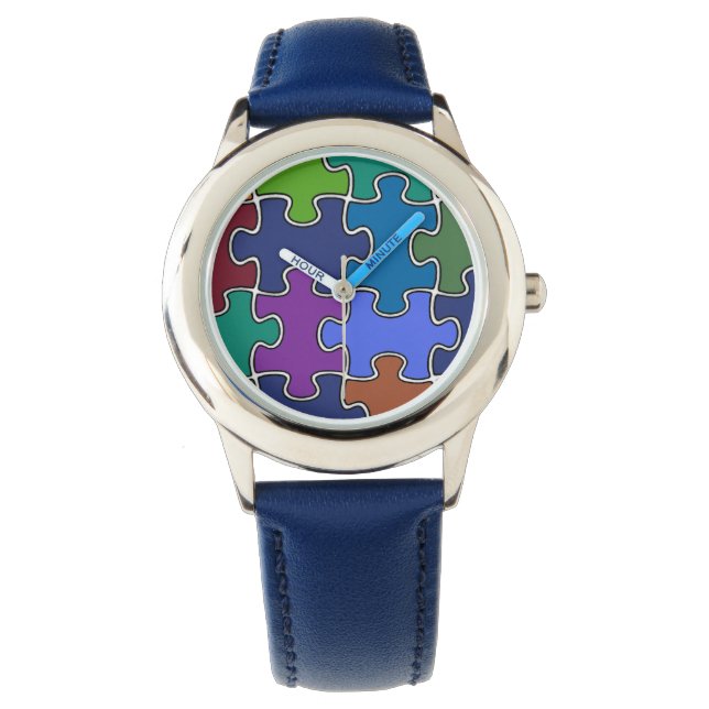 elegant color puzzle pieces watch (Front)