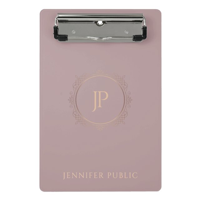 Elegant Color Trendy Monogram Template Modern Mini Clipboard (Front)