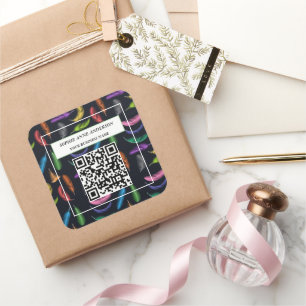 Elegant Colored Feathers Your Logo Slogan Square Sticker