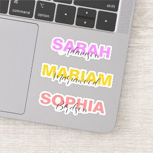 Elegant Colored Full Name Stickers for Girls
