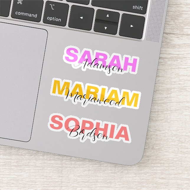 Elegant Colored Full Name Stickers for Girls (Detail)