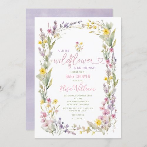 Elegant Colorful A Little Wildflower Baby Shower Invitation