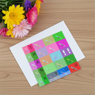 Elegant Colorful Abstract Daisy Floral Thank You Card