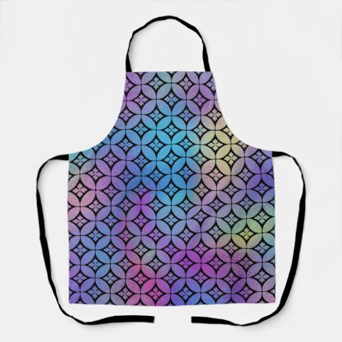 Elegant Colorful Abstract Floral Circles Pattern Apron