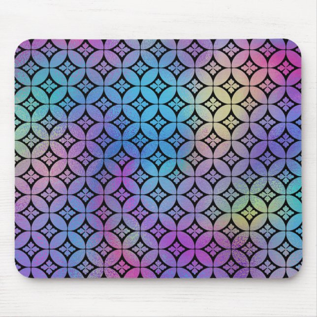 Elegant Colorful Abstract Floral Circles Pattern Mouse Pad (Front)