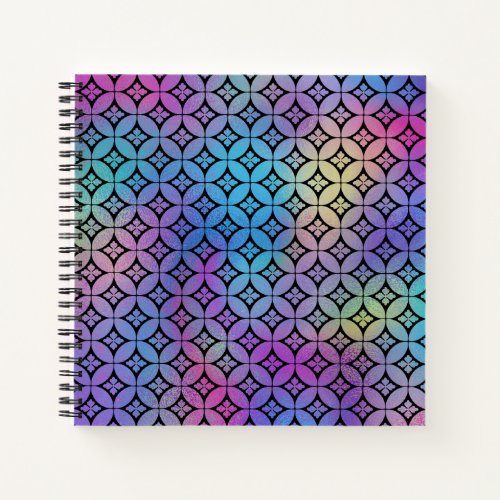 Elegant Colorful Abstract Floral Circles Pattern Notebook