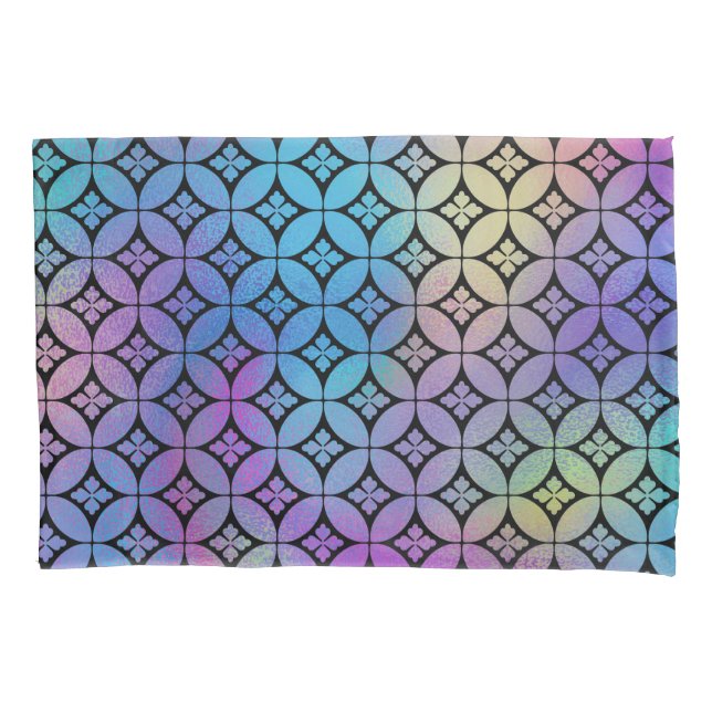 Elegant Colorful Abstract Floral Circles Pattern Pillow Case (Front-Left)