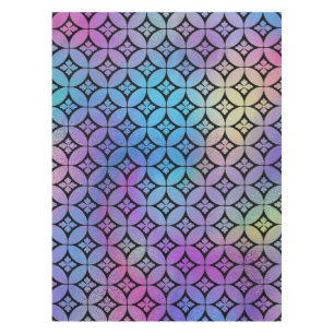 Elegant Colorful Abstract Floral Circles Pattern Tablecloth