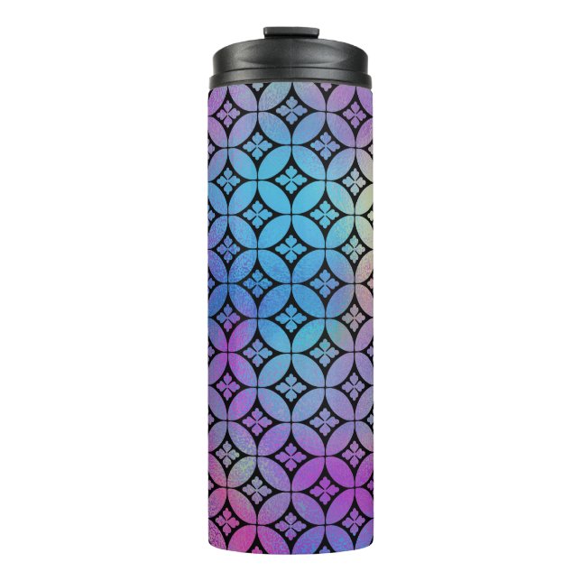 Elegant Colorful Abstract Floral Circles Pattern Thermal Tumbler (Front)