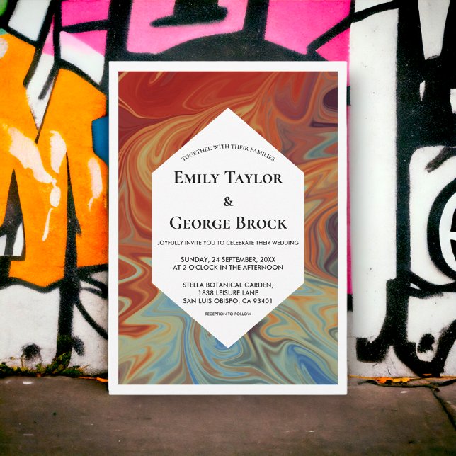 Elegant Colorful Abstract Modern Simple Wedding Invitation (Creator Uploaded)