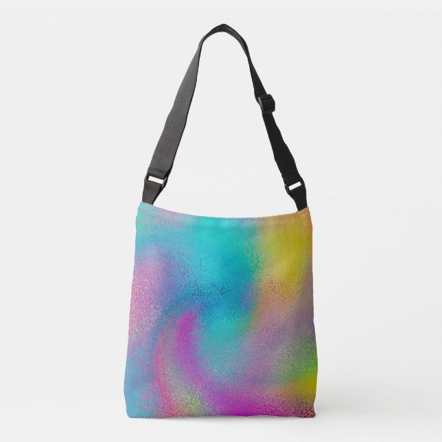 Elegant Colorful Abstract Rainbow Glitter Artwork Crossbody Bag (Front)