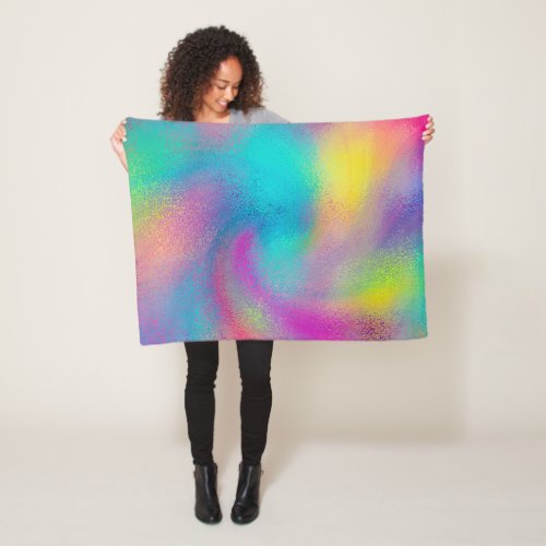 Elegant Colorful Abstract Rainbow Glitter Artwork Fleece Blanket