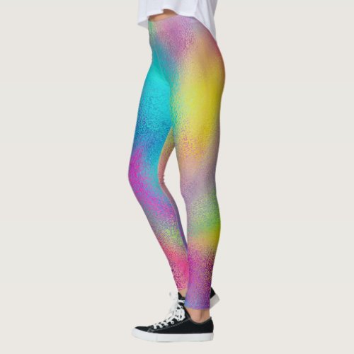 Elegant Colorful Abstract Rainbow Glitter Artwork Leggings