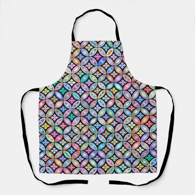 Elegant Colorful Abstract Stained Glass Pattern Apron (Front)