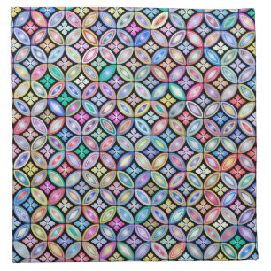 Elegant Colorful Abstract Stained Glass Pattern Cloth Napkin