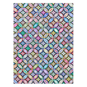 Elegant Colorful Abstract Stained Glass Pattern Tablecloth