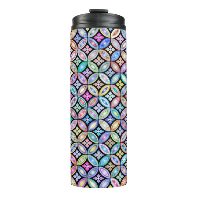 Elegant Colorful Abstract Stained Glass Pattern Thermal Tumbler (Front)