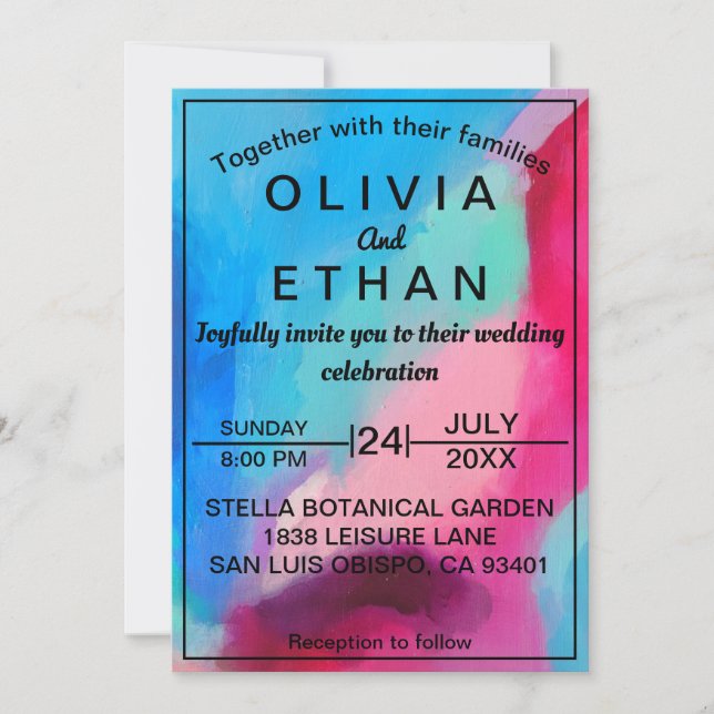 Elegant colorful abstract Wedding Invitation (Front)