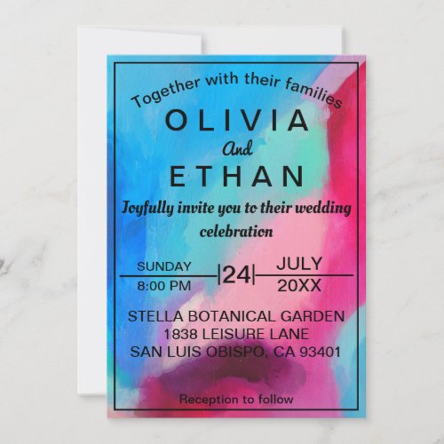 Elegant colorful abstract Wedding Invitation