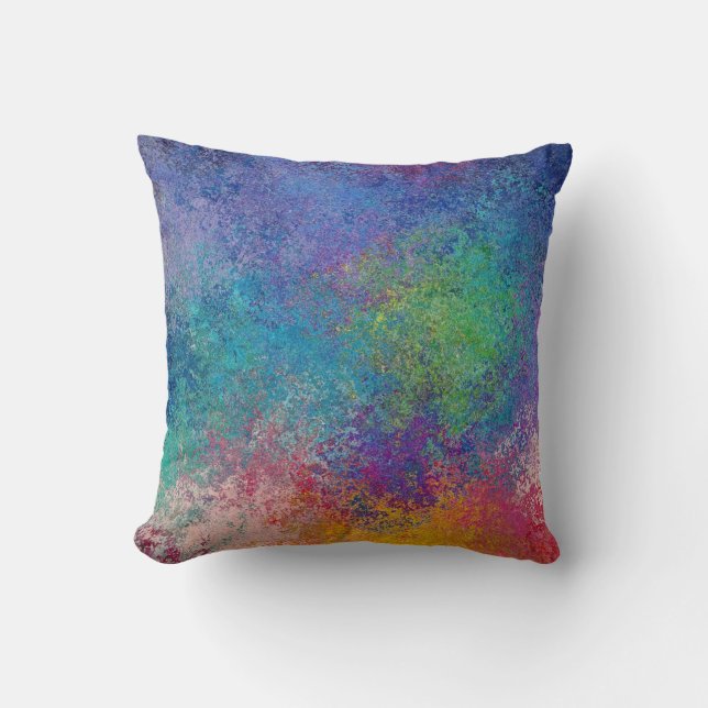 Elegant Colorful Acrylic Abstract Grunge Artwork Throw Pillow (Front)