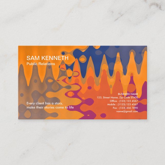 Elegant Colorful Batik Motif Art PR Business Card (Front)