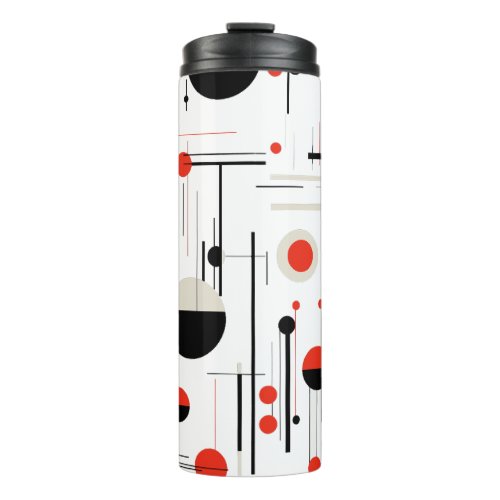 Elegant Colorful Bauhaus geometric shapes on white Thermal Tumbler