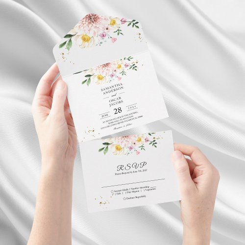 Elegant Colorful Beauty Flowers  All In One Invitation