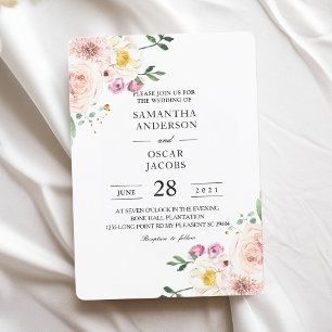 Elegant Colorful Beauty Flowers & Gold Drops Invitation