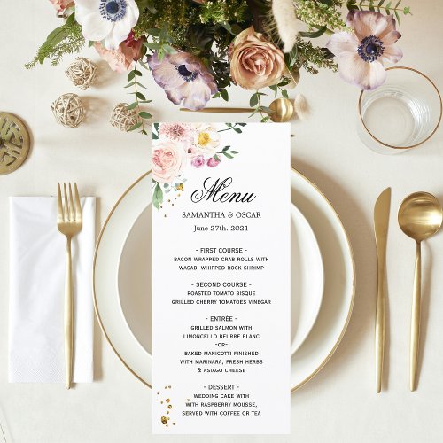 Elegant Colorful Beauty Flowers  Gold Drops Menu