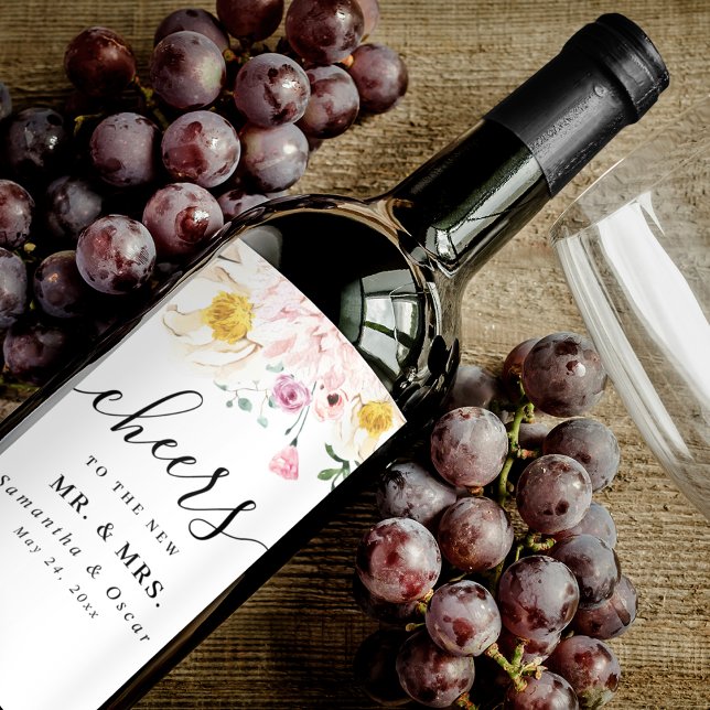 Elegant Colorful Beauty Flowers  Wine Label (Creator Uploaded)