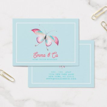 Elegant Colorful Bohemian Butterfly Business Card