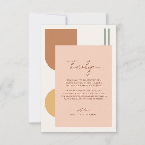 Elegant Colorful Boho Terracotta Arches Wedding Thank You Card