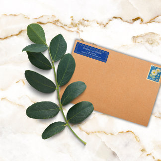 Elegant Colorful Border Personalized Navy Blue Label