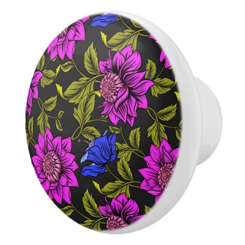 Elegant Colorful Botanical Floral Ceramic Knob