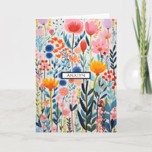 Elegant Colorful Botanical Plant Folded Card