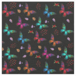 Elegant Colorful Butterflies on Black Fabric