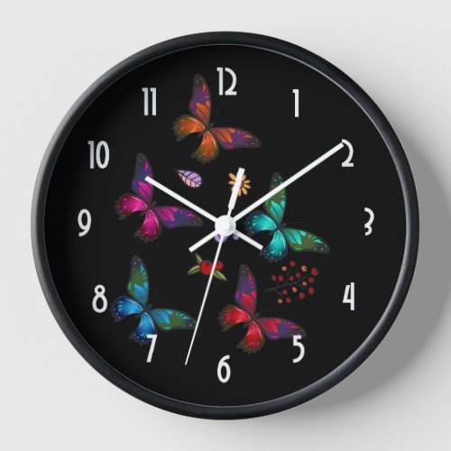 Elegant Colorful Butterflies Pattern Wall Clock