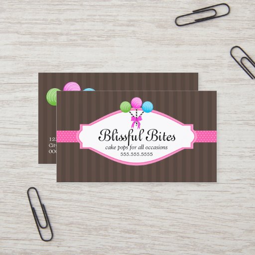 Customizable Colorful Cake Pops Business Cards